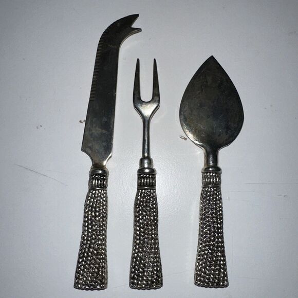 vintage silver plated set Of 3 Charcuterie appetizer rope and tassel style ￼ - Picture 3 of 5